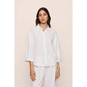 Eberjey Linen Blend Quarter sleeve top M white NWT